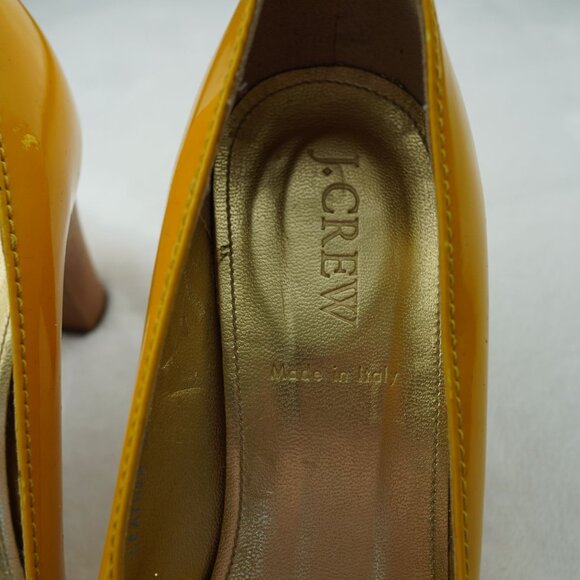 J.Crew Yellow Patent Leather Heels  Size 7  Made‎ in Italy - Picture 5 of 13